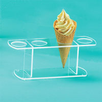 Acrylic Ice Cream Cone Holder Stand with 4 Holes (Transparent)