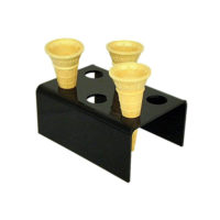 Acrylic Ice Cream Cone Holder Stand with 6 Holes (Black)