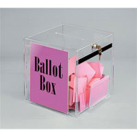 Clear Acrylic Locking Ballot Box, Donation Box