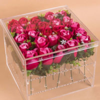 Acrylic 25 Roses Flower Box Clear
