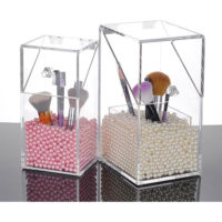 Clear Acrylic Makeup Brushes Holder Bead Pearls