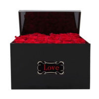 Acrylic 36 Roses Flower Box Black