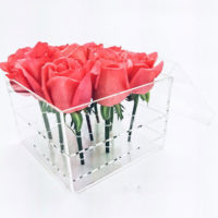 Acrylic 9 Roses Flower Box Clear