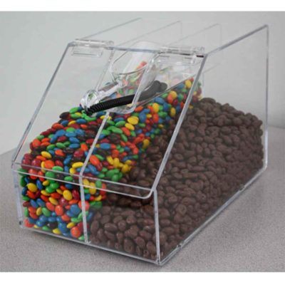 Acrylic Two Compartment Round Candy Bin Grains Dispenser