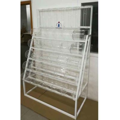 White Frame Candy Rack with Bins, Tubes